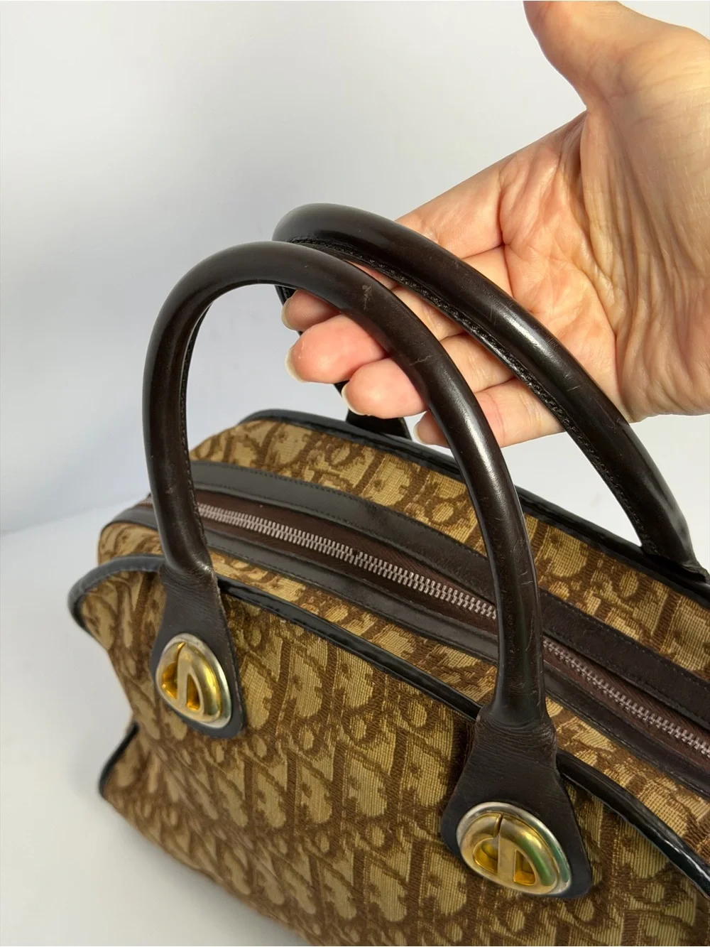 Vintage Christian Dior Iconic Trotter Brown Boston Bag